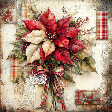 Christmas Poinsettia, DCO-102234, Sign For Wreath, 10x10in Metal Sign
